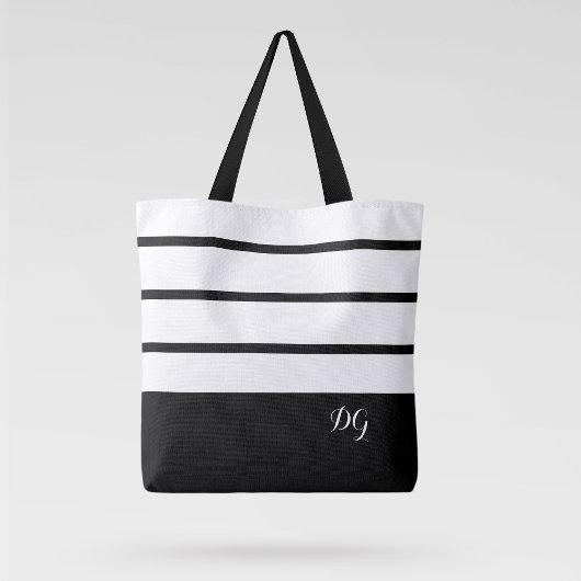 Elegante, moderne, fette Streifen Monogramm-Initia Tasche