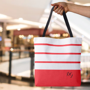 Elegante moderne, fette Streifen Monogramm Initial Tasche