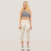 Elegante, moderne Floral Gold White Line Kollektio Capri Leggings (Vorderseite)
