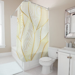 Elegante, moderne Floral Gold White Line Kollektio Duschvorhang