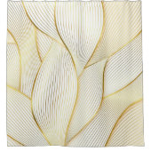 Elegante, moderne Floral Gold White Line Kollektio Duschvorhang (Vorderseite)