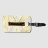 Elegante, moderne Floral Gold White Line Kollektio Gepäckanhänger (Vorderseite (Horizontal))