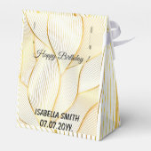 Elegante, moderne Floral Gold White Line Kollektio Geschenkschachtel (Rückseite)