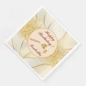 Elegante, moderne Floral Gold White Line Kollektio Serviette (Ecke)