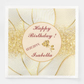 Elegante, moderne Floral Gold White Line Kollektio Serviette (Vorderseite)