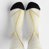 Elegante, moderne Floral Gold White Line Kollektio Socken (Oben)