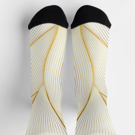 Elegante, moderne Floral Gold White Line Kollektio Socken (Oben)