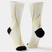 Elegante, moderne Floral Gold White Line Kollektio Socken (Gewinkelt)