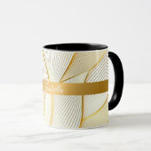 Elegante, moderne Floral Gold White Line Kollektio Tasse (VorderseiteRechts)