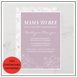 Elegante moderne florale Bienen-Baby Shower-Einlad Einladung
