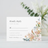 Elegante moderne, florale RSVP-Karte RSVP Karte (Stehend Vorderseite)