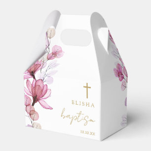 Elegante moderne Florale Taufe in Dusty Rose Geschenkschachtel