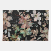 Elegante Moderne, florale Wasserfarbe Schwarz Geschirrtuch (Horizontal)