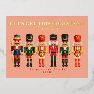 Elegante moderne Foil Nutcracker Weihnachtskarte Folien Feiertagspostkarte