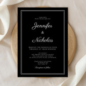 Elegante moderne formale Schwarze Schrift Hochzeit Einladung