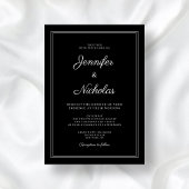 Elegante moderne formale Schwarze Schrift Hochzeit Einladung
