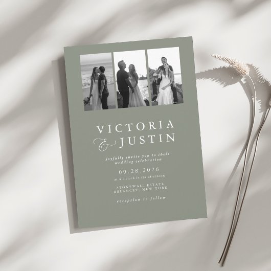 Elegante Moderne Foto Collage Wedding Einladung