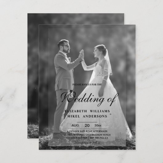 Elegante Moderne Foto Front & Back Wedding Einladung (Vorne/Hinten)