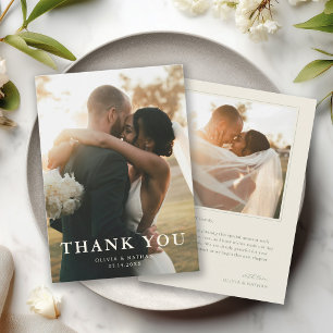 Elegante moderne Foto-Hochzeit Dankeskarte