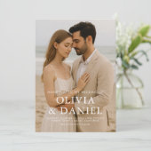 Elegante moderne Foto-Hochzeit Einladung (Stehend Vorderseite)