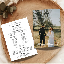 Elegante moderne Foto-Hochzeitsprogramm-Vorlage Programm