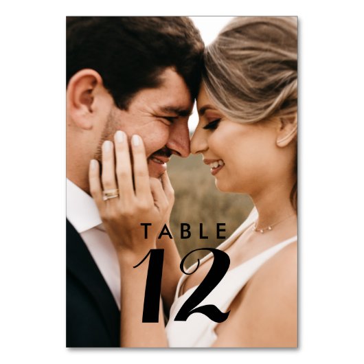 Elegante moderne Foto Hochzeitstippkarten Tischnummer (Vorderseite)