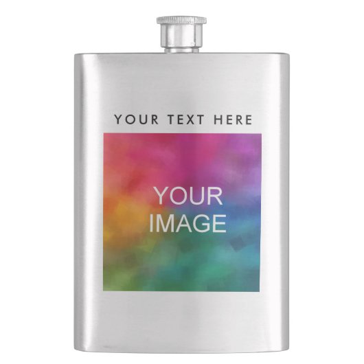 Elegante moderne Foto- oder Logo-Beste hochladen Flachmann (Vorderseite)