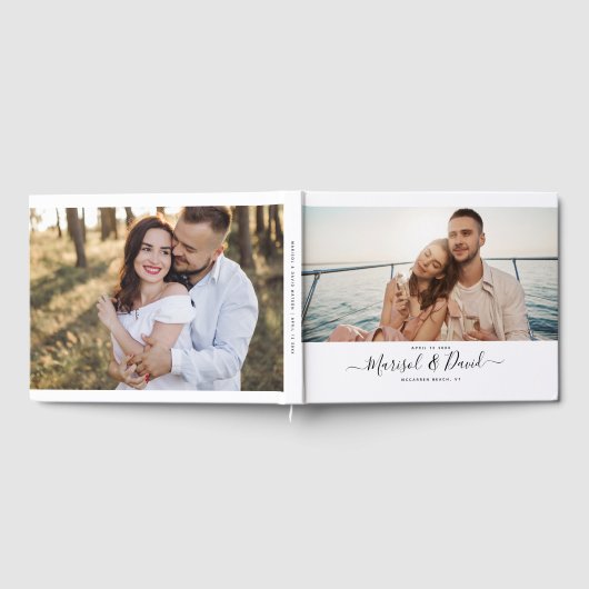 Elegante Moderne Foto Script Calligraphy Wedding Gästebuch (Voll)