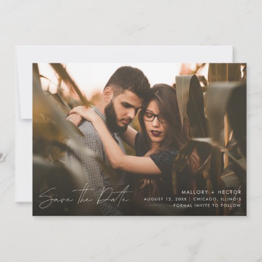 Elegante Moderne Foto Script Hochzeit Save The Date (Vorderseite)