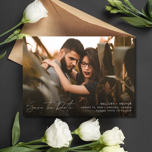 Elegante Moderne Foto Script Hochzeit Save The Date