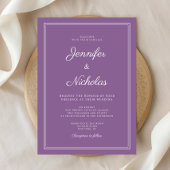 Elegante moderne französische Lilac-Script-Hochzei Einladung