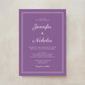 Elegante moderne französische Lilac-Script-Hochzei Einladung