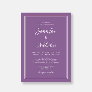 Elegante moderne französische Lilac-Script-Hochzei Einladung