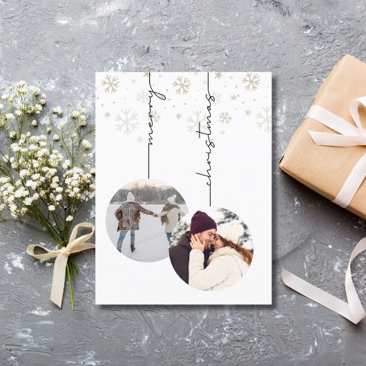 Elegante Moderne frohe Weihnachten Foto & Schneefl Postkarte