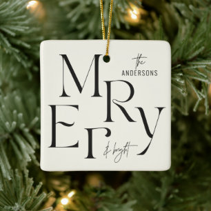 Elegante moderne frohe Weihnachten Foto-Typografie Keramikornament