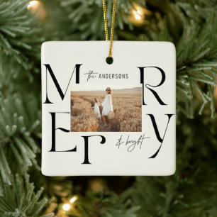 Elegante moderne frohe Weihnachten Foto-Typografie Keramikornament