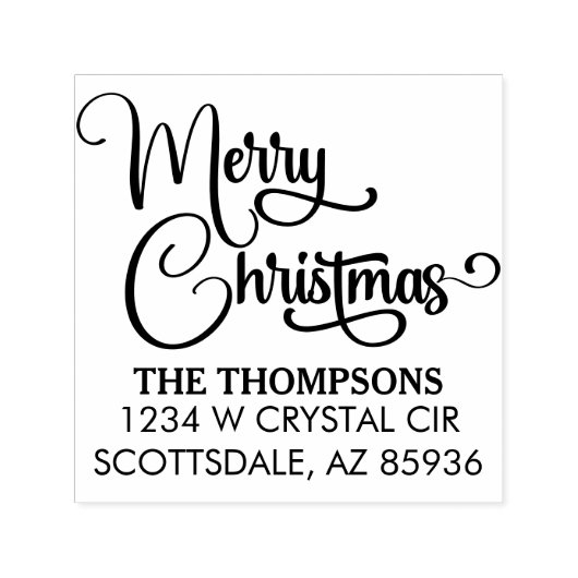 Elegante Moderne frohe Weihnachtsfamilie Permastempel (Design)