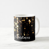 elegante moderne frohe Weihnachtsgolden-Sterne Kaffeetasse (VorderseiteRechts)