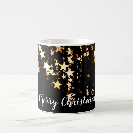 elegante moderne frohe Weihnachtsgolden-Sterne Kaffeetasse (Mittel)