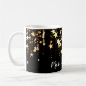 elegante moderne frohe Weihnachtsgolden-Sterne Kaffeetasse (Links)
