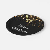 elegante moderne frohe Weihnachtsgolden-Sterne Pappteller (Schrägansicht)