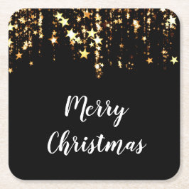 elegante moderne frohe Weihnachtsgolden-Sterne Rechteckiger Pappuntersetzer