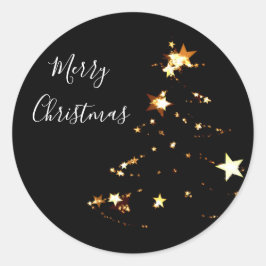elegante moderne frohe Weihnachtsgolden-Sterne Runder Aufkleber