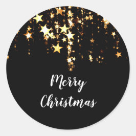 elegante moderne frohe Weihnachtsgolden-Sterne Runder Aufkleber