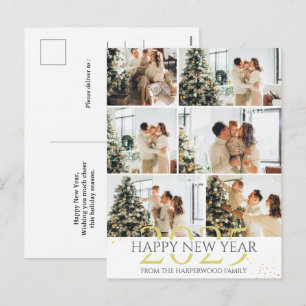 Elegante moderne Frohes Neues Jahr Fotocollage Feiertagspostkarte