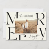 Elegante moderne fröhliche Weihnachts-Foto-Typogra Ankündigung (Vorderseite)