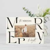 Elegante moderne fröhliche Weihnachts-Foto-Typogra Ankündigung (Stehend Vorderseite)