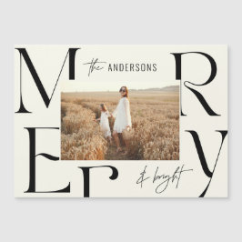 Elegante moderne fröhliche Weihnachts-Foto-Typogra Magnetkarte