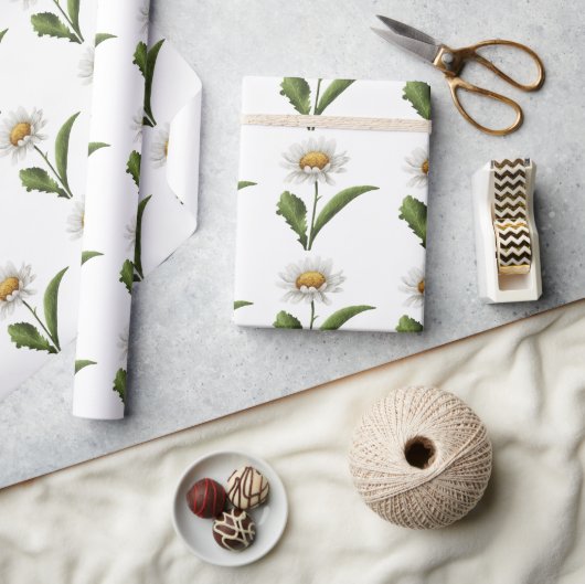 Elegante moderne Gänseblümchen-Blume Geschenkpapier (Kunsthandwerk)