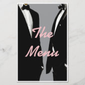 Elegante moderne Gay Men Wedding Menu (Vorderseite)